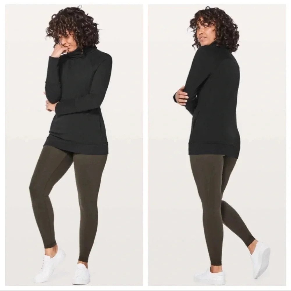 Lululemon To You Black Tunic Hoodie Mock Neck Athletic Size 4